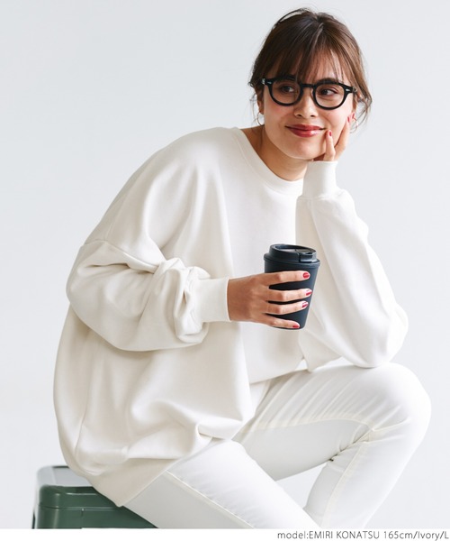 coca（coca）（コカ）の「CVC裏毛ボリューム袖スウェット（スウェット・レディース・ピンク系その他/アイボリー/ブラック/グレー・M/L）」の7枚目の写真