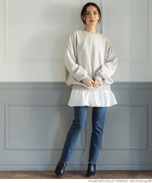 coca（coca）（コカ）の「CVC裏毛ボリューム袖スウェット（スウェット・レディース・ピンク系その他/アイボリー/ブラック/グレー・M/L）」の13枚目の写真