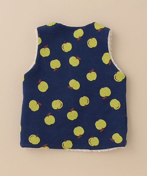 baby cheer（ベイビーチアー）の「りんごジャガードリバーシブルベスト（ベスト・キッズ・キナリ/ライトグレー・70-90cm）」の9枚目の写真