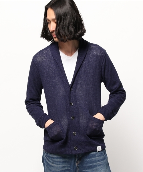 AZUL by moussy（アズールバイマウジー）の「ミニ畦ショールカーデ（カーディガン/ボレロ・メンズ・トップグレー/ブラック/ネイビー・SMALL/LARGE/X-LARGE/X-SMALL/MEDIUM）」の3枚目の写真