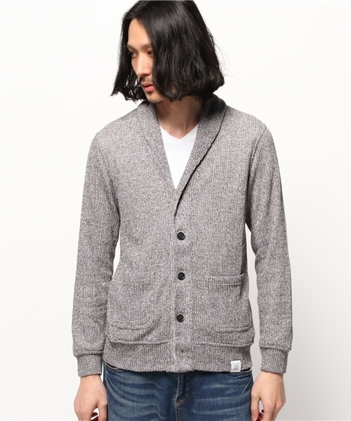 AZUL by moussy（アズールバイマウジー）の「ミニ畦ショールカーデ（カーディガン/ボレロ・メンズ・トップグレー/ブラック/ネイビー・SMALL/LARGE/X-LARGE/X-SMALL/MEDIUM）」の4枚目の写真