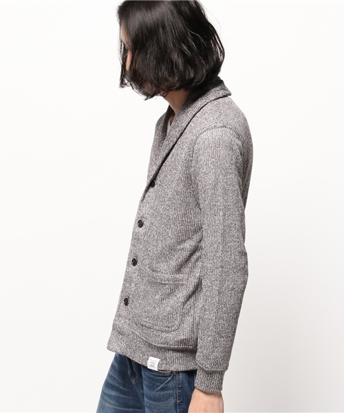 AZUL by moussy（アズールバイマウジー）の「ミニ畦ショールカーデ（カーディガン/ボレロ・メンズ・トップグレー/ブラック/ネイビー・SMALL/LARGE/X-LARGE/X-SMALL/MEDIUM）」の5枚目の写真