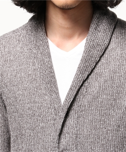 AZUL by moussy（アズールバイマウジー）の「ミニ畦ショールカーデ（カーディガン/ボレロ・メンズ・トップグレー/ブラック/ネイビー・SMALL/LARGE/X-LARGE/X-SMALL/MEDIUM）」の8枚目の写真