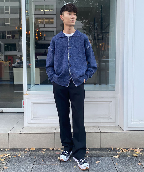 Couleur Meler(クルールメリー)の「Couleur Meler sakasa hand stitch knit cardigan(カーディガン/ボレロ・メンズ・チャコールグレー/ブルー・MEDIUM/LARGE)」の11枚目の写真