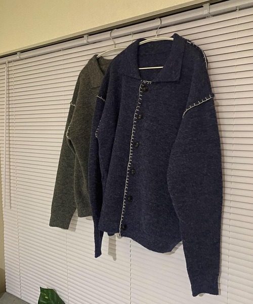 Couleur Meler(クルールメリー)の「Couleur Meler sakasa hand stitch knit cardigan(カーディガン/ボレロ・メンズ・チャコールグレー/ブルー・MEDIUM/LARGE)」の16枚目の写真