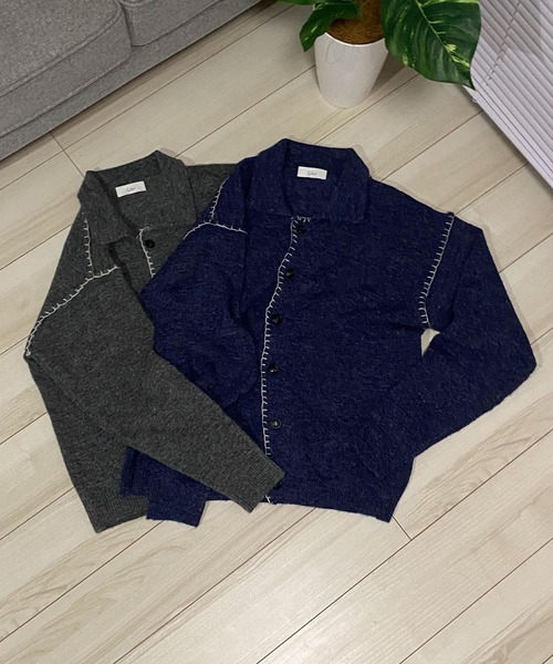 Couleur Meler(クルールメリー)の「Couleur Meler sakasa hand stitch knit cardigan(カーディガン/ボレロ・メンズ・チャコールグレー/ブルー・MEDIUM/LARGE)」の18枚目の写真