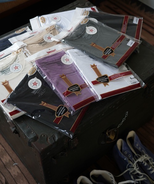 2AM(ツーエイエム)の「【TOWN CRAFT/タウンクラフト】USA MADE PACK TEE パックTシャツ/半袖(Tシャツ/カットソー・メンズ・ネイビー/パープル/ベージュ/ホワイト/チャコールグレー/ナチュラル/ブラック・MEDIUM/LARGE/X-LARGE)」の2枚目の写真