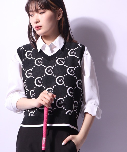 CECIL McBEE(セシルマクビー)の「CECIL McBEE green オールオーバーベスト GOLF(ベスト・レディース・ブラック/ホワイト・1/2)」の16枚目の写真
