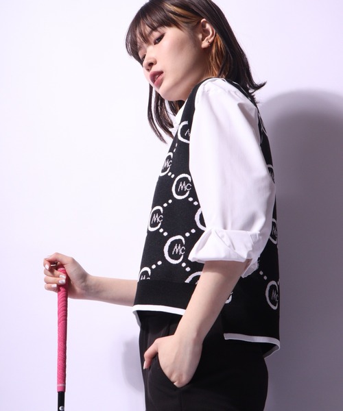 CECIL McBEE(セシルマクビー)の「CECIL McBEE green オールオーバーベスト GOLF(ベスト・レディース・ブラック/ホワイト・1/2)」の17枚目の写真