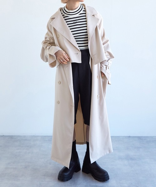 w closet(ダブルクローゼット)の「【SETアイテム】トレンチジャケット&ロングジレ(トレンチコート・レディース・ライトベージュ/キナリ・FREE)」の2枚目の写真