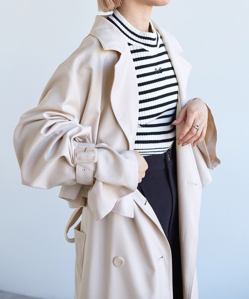 w closet(ダブルクローゼット)の「【SETアイテム】トレンチジャケット&ロングジレ(トレンチコート・レディース・ライトベージュ/キナリ・FREE)」の3枚目の写真