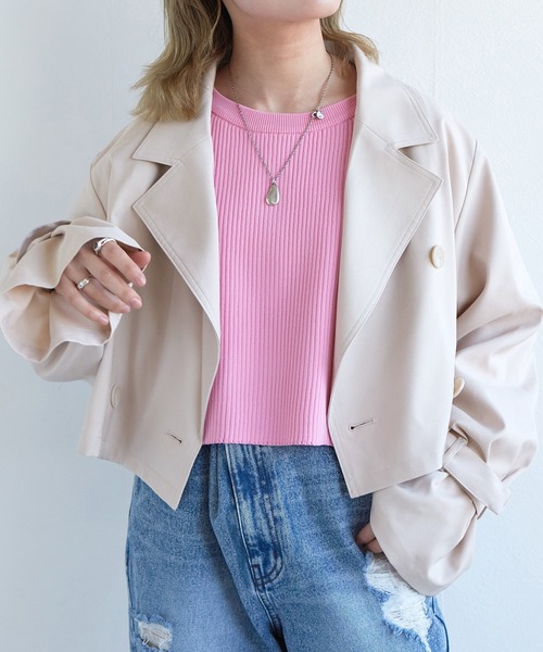 w closet(ダブルクローゼット)の「【SETアイテム】トレンチジャケット&ロングジレ(トレンチコート・レディース・ライトベージュ/キナリ・FREE)」の9枚目の写真