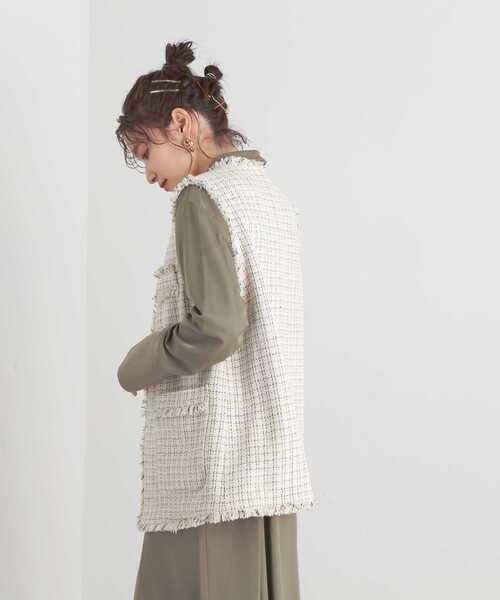 N.（N. Natural Beauty Basic）（エヌエヌナチュラルビューティーベーシック）の「【川津明日香さん着用】◆ツイードジレジャケット（ベスト・レディース・チェック/ネイビー・MEDIUM）」の21枚目の写真