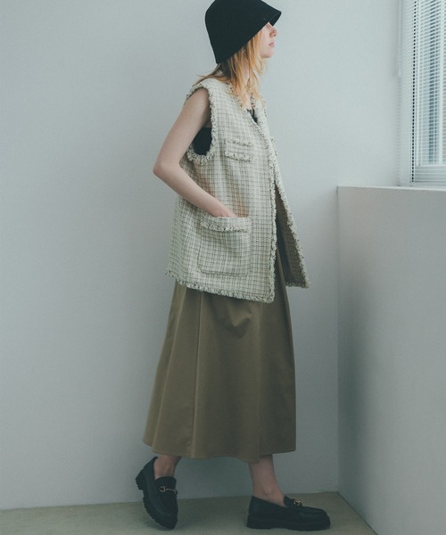 N.（N. Natural Beauty Basic）（エヌエヌナチュラルビューティーベーシック）の「【川津明日香さん着用】◆ツイードジレジャケット（ベスト・レディース・チェック/ネイビー・MEDIUM）」の17枚目の写真