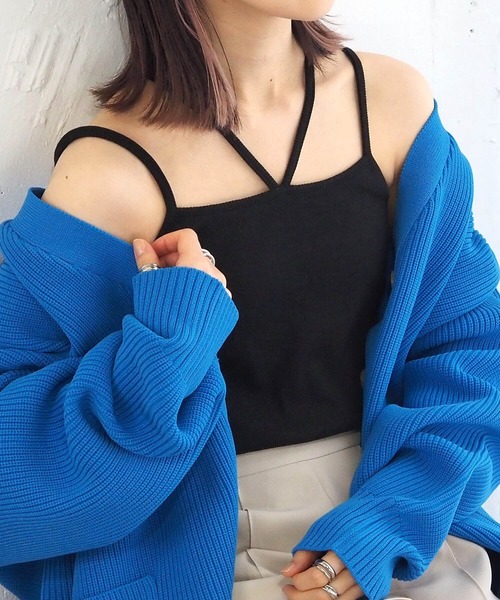 tiptop（ティップトップ）の「【選べる2サイズ/web限定カラーあり】カップ付きホルターキャミソール（キャミソール・レディース・オレンジ/グリーン/オフホワイト/ブラック/A/グリーン系その他/ブルー/チャコールグレー/レッド・FREE/SHORT）」の15枚目の写真