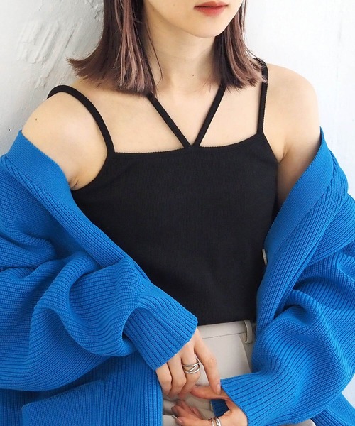 tiptop（ティップトップ）の「【選べる2サイズ/web限定カラーあり】カップ付きホルターキャミソール（キャミソール・レディース・オレンジ/グリーン/オフホワイト/ブラック/A/グリーン系その他/ブルー/チャコールグレー/レッド・FREE/SHORT）」の16枚目の写真