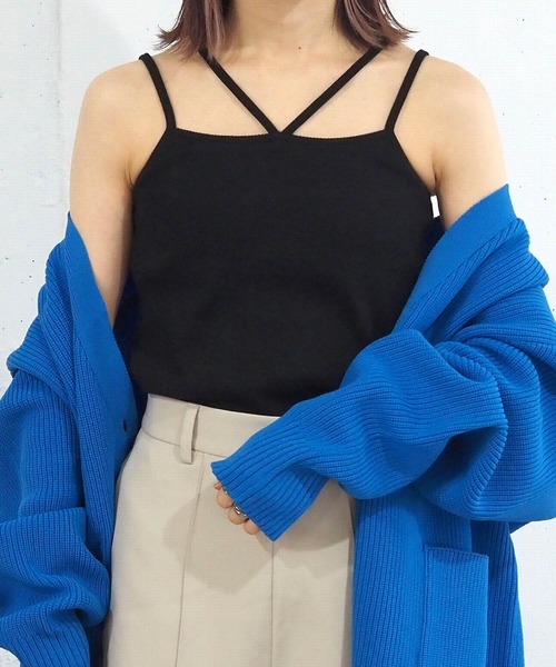 tiptop（ティップトップ）の「【選べる2サイズ/web限定カラーあり】カップ付きホルターキャミソール（キャミソール・レディース・オレンジ/グリーン/オフホワイト/ブラック/A/グリーン系その他/ブルー/チャコールグレー/レッド・FREE/SHORT）」の17枚目の写真