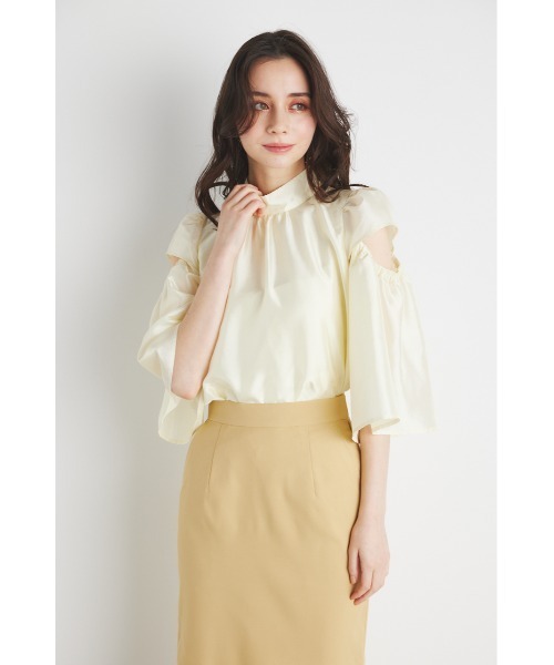 rienda(リエンダ)の「スラッシュアームブラウス 春服(シャツ/ブラウス・レディース・ブルー系その他3/ブラック系その他/ライトイエロー/グレー・FREE)」の14枚目の写真