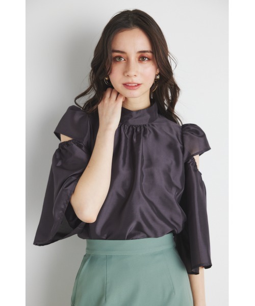 rienda(リエンダ)の「スラッシュアームブラウス 春服(シャツ/ブラウス・レディース・ブルー系その他3/ブラック系その他/ライトイエロー/グレー・FREE)」の5枚目の写真