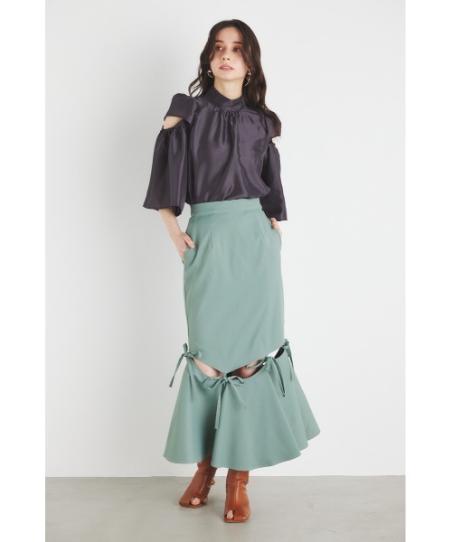 rienda(リエンダ)の「スラッシュアームブラウス 春服(シャツ/ブラウス・レディース・ブルー系その他3/ブラック系その他/ライトイエロー/グレー・FREE)」の8枚目の写真