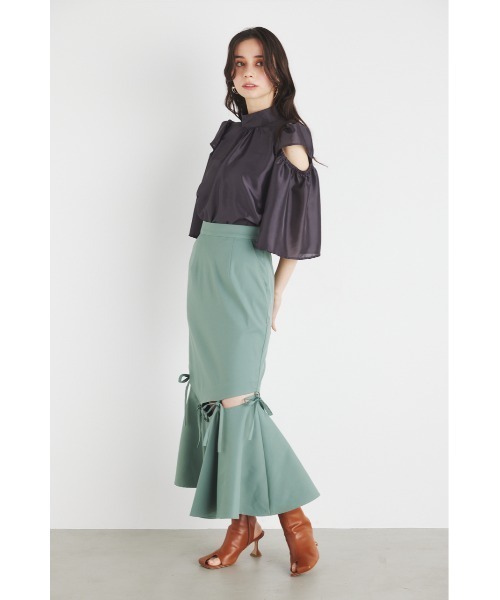 rienda(リエンダ)の「スラッシュアームブラウス 春服(シャツ/ブラウス・レディース・ブルー系その他3/ブラック系その他/ライトイエロー/グレー・FREE)」の9枚目の写真