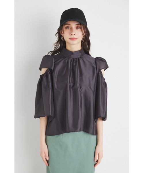 rienda(リエンダ)の「スラッシュアームブラウス 春服(シャツ/ブラウス・レディース・ブルー系その他3/ブラック系その他/ライトイエロー/グレー・FREE)」の10枚目の写真