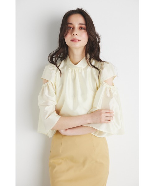 rienda(リエンダ)の「スラッシュアームブラウス 春服(シャツ/ブラウス・レディース・ブルー系その他3/ブラック系その他/ライトイエロー/グレー・FREE)」の11枚目の写真