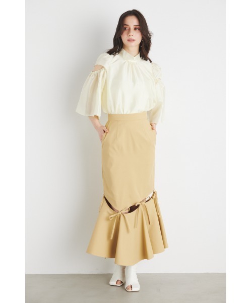 rienda(リエンダ)の「スラッシュアームブラウス 春服(シャツ/ブラウス・レディース・ブルー系その他3/ブラック系その他/ライトイエロー/グレー・FREE)」の12枚目の写真