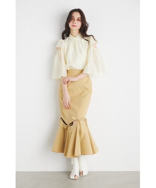 rienda(リエンダ)の「スラッシュアームブラウス 春服(シャツ/ブラウス・レディース・ブルー系その他3/ブラック系その他/ライトイエロー/グレー・FREE)」の13枚目の写真