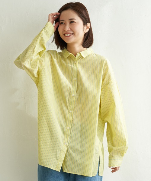 LBC（エルビーシー）の「ふんわり70コットン2WAYシャツ（シャツ/ブラウス・レディース・イエロー/パープル/ホワイト/ブルー・M）」の4枚目の写真