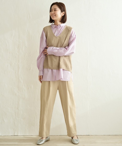 LBC（エルビーシー）の「ふんわり70コットン2WAYシャツ（シャツ/ブラウス・レディース・イエロー/パープル/ホワイト/ブルー・M）」の9枚目の写真