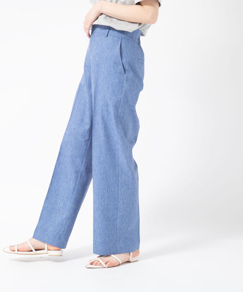 NOLLEY’S（ノーリーズ）の「ウォッシャブル麻混セミワイドパンツ（その他パンツ・レディース・ベージュ/ミント/ネイビー/オフホワイト/キャメル/インディゴブルー・34/36/38）」の5枚目の写真