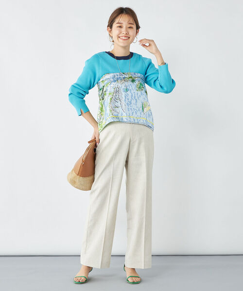 NOLLEY’S（ノーリーズ）の「ウォッシャブル麻混セミワイドパンツ（その他パンツ・レディース・ベージュ/ミント/ネイビー/オフホワイト/キャメル/インディゴブルー・34/36/38）」の10枚目の写真