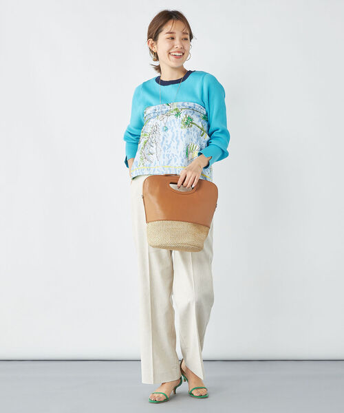 NOLLEY’S（ノーリーズ）の「ウォッシャブル麻混セミワイドパンツ（その他パンツ・レディース・ベージュ/ミント/ネイビー/オフホワイト/キャメル/インディゴブルー・34/36/38）」の11枚目の写真