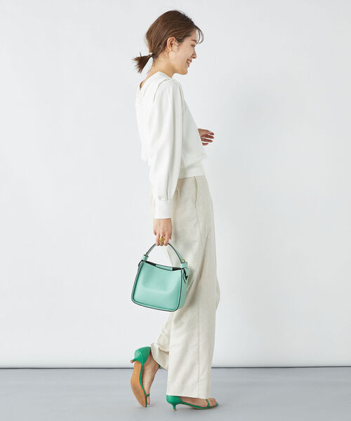 NOLLEY’S（ノーリーズ）の「ウォッシャブル麻混セミワイドパンツ（その他パンツ・レディース・ベージュ/ミント/ネイビー/オフホワイト/キャメル/インディゴブルー・34/36/38）」の14枚目の写真