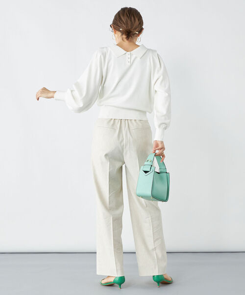 NOLLEY’S（ノーリーズ）の「ウォッシャブル麻混セミワイドパンツ（その他パンツ・レディース・ベージュ/ミント/ネイビー/オフホワイト/キャメル/インディゴブルー・34/36/38）」の15枚目の写真