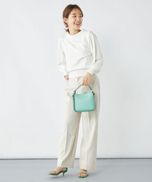 NOLLEY’S（ノーリーズ）の「ウォッシャブル麻混セミワイドパンツ（その他パンツ・レディース・ベージュ/ミント/ネイビー/オフホワイト/キャメル/インディゴブルー・34/36/38）」の16枚目の写真