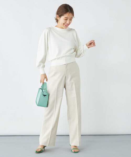 NOLLEY’S（ノーリーズ）の「ウォッシャブル麻混セミワイドパンツ（その他パンツ・レディース・ベージュ/ミント/ネイビー/オフホワイト/キャメル/インディゴブルー・34/36/38）」の17枚目の写真