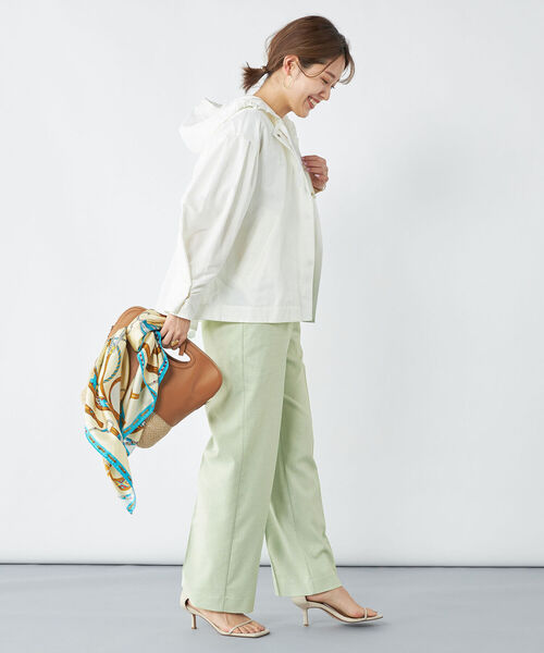 NOLLEY’S（ノーリーズ）の「ウォッシャブル麻混セミワイドパンツ（その他パンツ・レディース・ベージュ/ミント/ネイビー/オフホワイト/キャメル/インディゴブルー・34/36/38）」の21枚目の写真