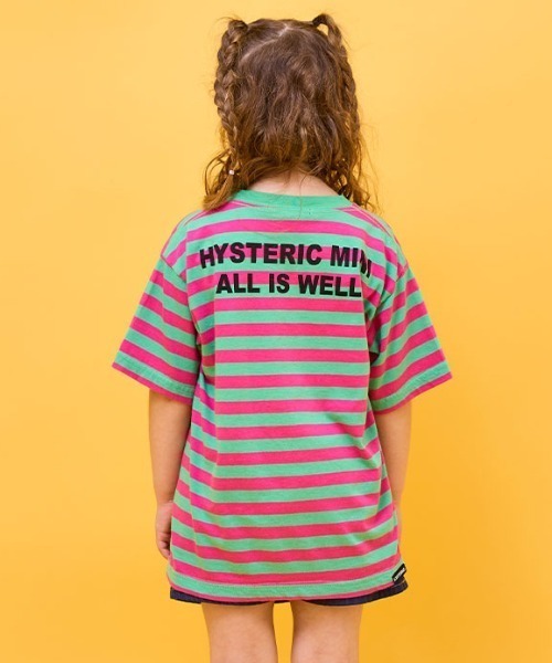 HYSTERIC MINI（ヒステリックミニ）の「Catch the moment MINI&MAMA ボーダー半袖Tシャツ（Tシャツ/カットソー・キッズ・ブラック/エメラルド・120cm/110cm/105cm）」の5枚目の写真