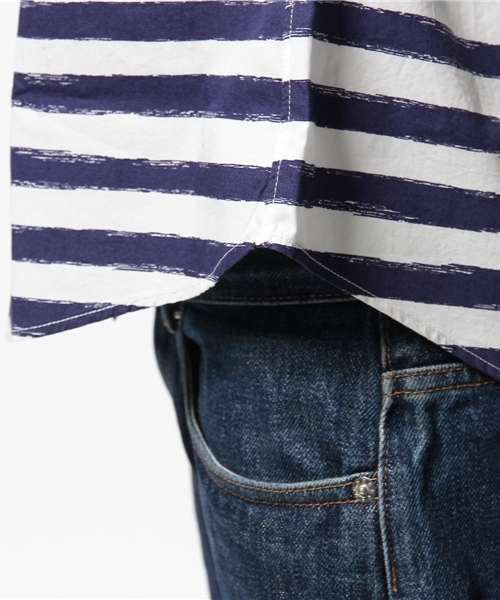 417 EDIFICE（フォーワンセブンエディフィス）の「◇カスレボーダーブロードレギュラーカラー 7/S シャツ（シャツ/ブラウス・メンズ・ネイビー・MEDIUM/SMALL/LARGE）」の7枚目の写真