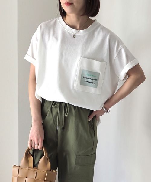 Riberry（リベリー）の「胸ポケットプリントT（Tシャツ/カットソー・レディース・オフホワイト/スミクロ・FREE）」の13枚目の写真