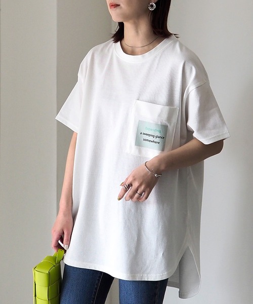 Riberry（リベリー）の「胸ポケットプリントT（Tシャツ/カットソー・レディース・オフホワイト/スミクロ・FREE）」の15枚目の写真