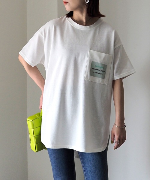 Riberry（リベリー）の「胸ポケットプリントT（Tシャツ/カットソー・レディース・オフホワイト/スミクロ・FREE）」の16枚目の写真