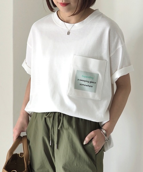 Riberry（リベリー）の「胸ポケットプリントT（Tシャツ/カットソー・レディース・オフホワイト/スミクロ・FREE）」の19枚目の写真