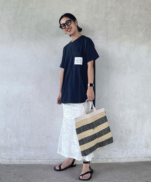 Riberry（リベリー）の「胸ポケットプリントT（Tシャツ/カットソー・レディース・オフホワイト/スミクロ・FREE）」の6枚目の写真