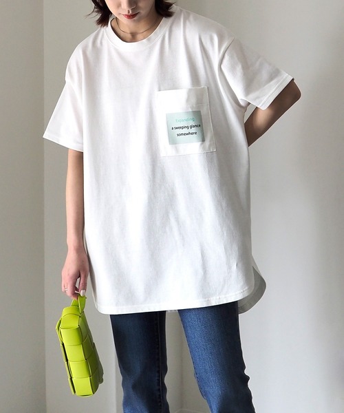 Riberry（リベリー）の「胸ポケットプリントT（Tシャツ/カットソー・レディース・オフホワイト/スミクロ・FREE）」の7枚目の写真