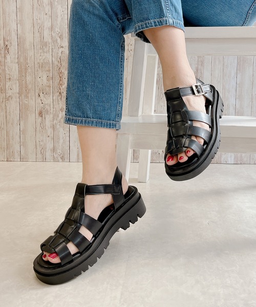 Noubel Voug Relax（ヌーベルヴォーグリラックス）の「グルカデザイン厚底サンダル（サンダル・レディース・ブラック/ホワイト・L/LL/M/S）」の4枚目の写真