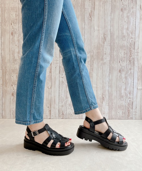 Noubel Voug Relax（ヌーベルヴォーグリラックス）の「グルカデザイン厚底サンダル（サンダル・レディース・ブラック/ホワイト・L/LL/M/S）」の5枚目の写真