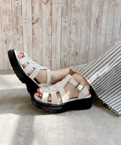 Noubel Voug Relax（ヌーベルヴォーグリラックス）の「グルカデザイン厚底サンダル（サンダル・レディース・ブラック/ホワイト・L/LL/M/S）」の7枚目の写真